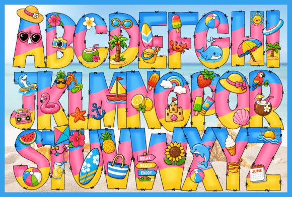 Hi Summer: A Beach-Themed Alphabet for Vibrant Designs