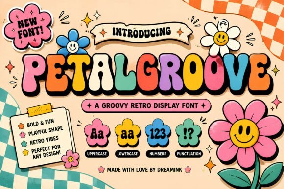 Petal Groove: A Retro Display Font with a Playful Soul