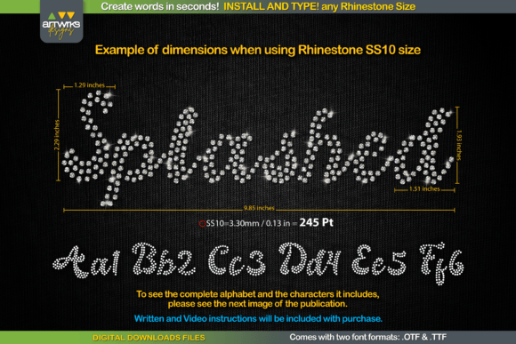 Splashed Script: Instant Rhinestone-Ready Typography